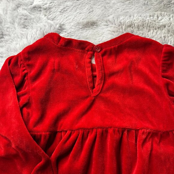 Rise Little Earthling Tiered Red Velour Dress 3-6 months - Picture 4 of 5